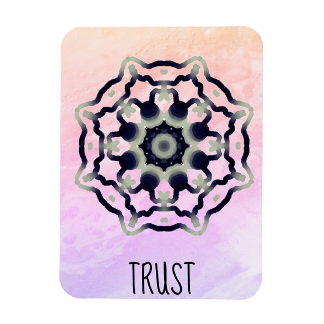 *~* "TRUST" Pink  Black Gray Mandala Heart Chakra Magnet (Vertical)