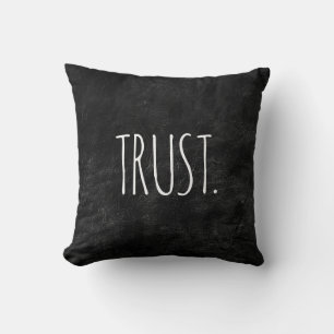 TRUST Text on Black Leather Cushion