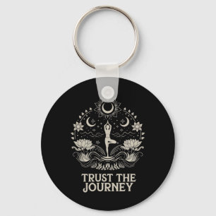 Trust The Journey Yoga Spiritual Boho Lotus Moon Key Ring