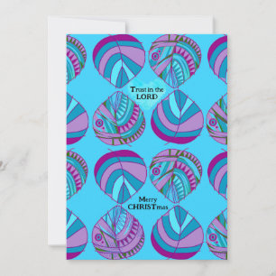 Trust The Lord Fish Leaves Aqua Christmas Holiday Card