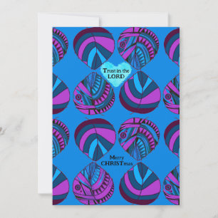 Trust The Lord Fish Leaves Purple Blue Christmas Holiday Card