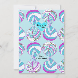 Trust The Lord Fish Leaves Purple Sky Christmas  Holiday Card