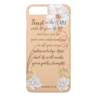 Trust The Lord White Roses In Gold Pink iPhone 8 Plus/7 Plus Case