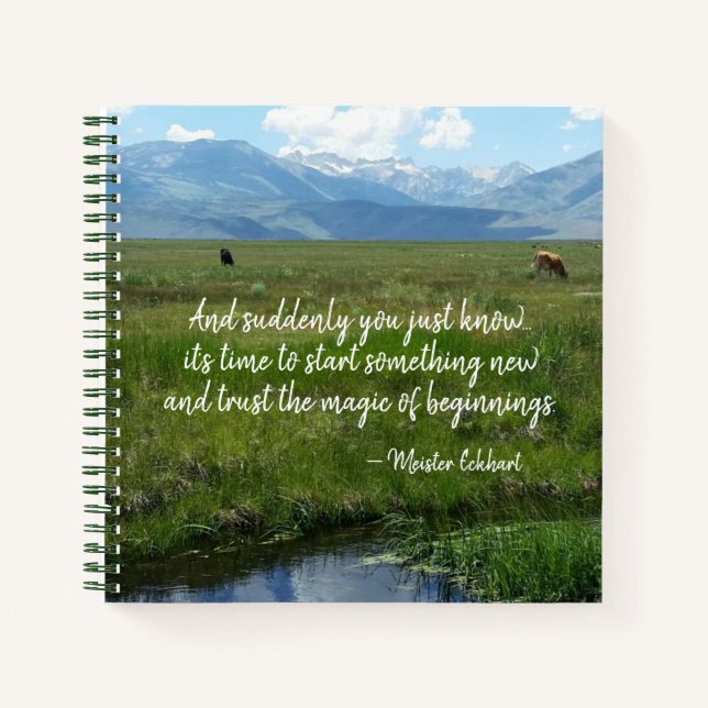 Trust the magic of beginnings, inspirational notebook (Front)