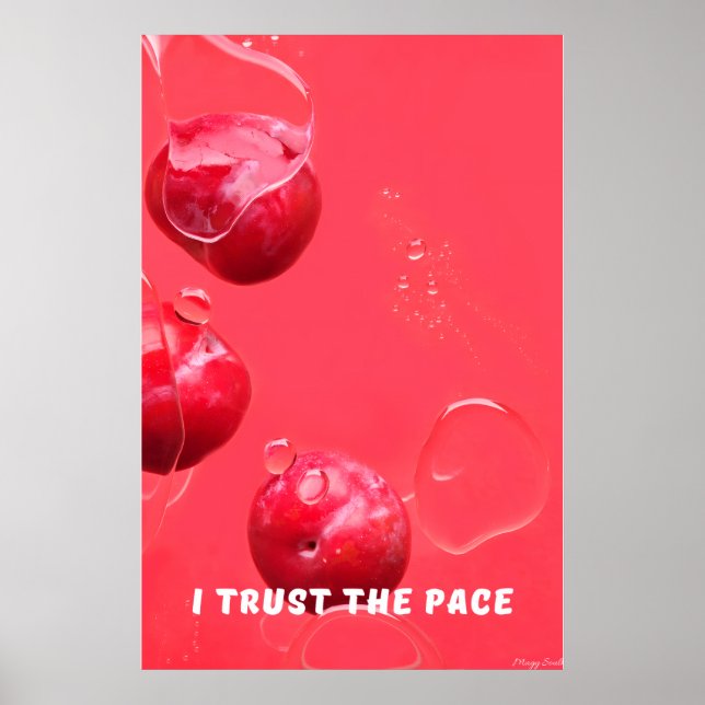Trust the Pace: Crimson Cherry Zen Wall Art (Front)