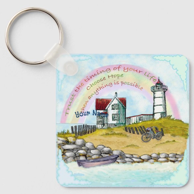 Trust the Timing  Lighthouse keychain (Front)