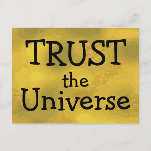 TRUST the Universe Powerful Quote Gold Postcard