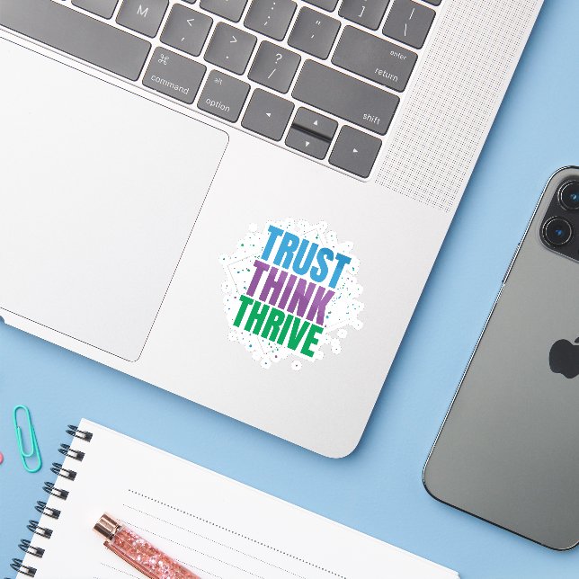 Trust Think Thrive – Motivational Quote Design (Laptop w/ iPhone)