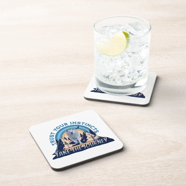 Trust Your Instincts Arctic Wolf Adventure Art Coaster (Right Side)