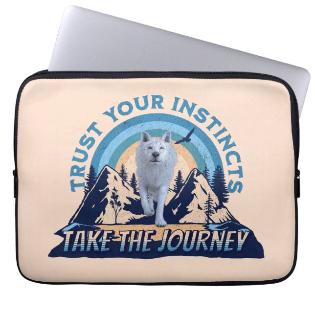 Trust Your Instincts Arctic Wolf Adventure Art Laptop Sleeve (Front)