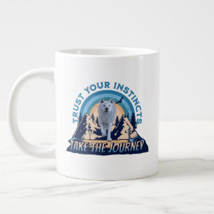 Trust Your Instincts Arctic Wolf Adventure Art Large Coffee Mug