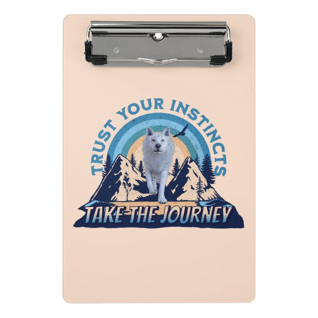 Trust Your Instincts Arctic Wolf Adventure Art Mini Clipboard (Front)