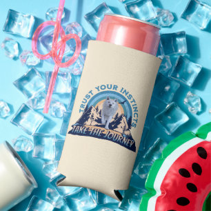 Trust Your Instincts Arctic Wolf Adventure Art Seltzer Can Cooler