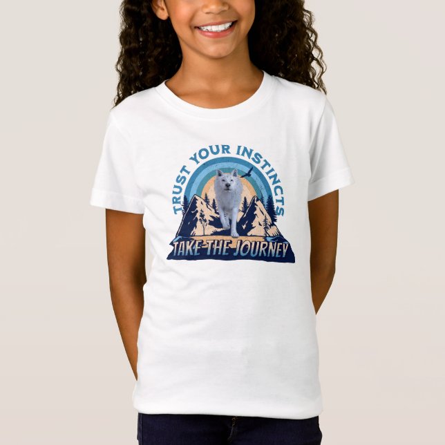 Trust Your Instincts Arctic Wolf Adventure Art T-Shirt (Front)