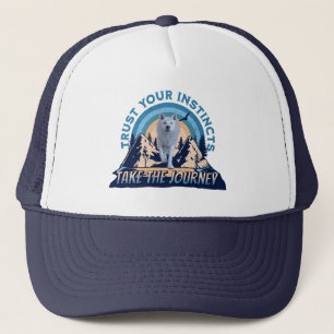Trust Your Instincts Arctic Wolf Adventure Art Trucker Hat