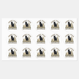 Trust Your Intuition Black Cat Book Round Labels