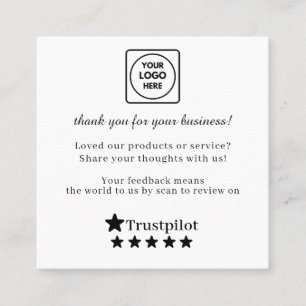 Trustpilot QR   Custom Business Feedback Link Square Business Card