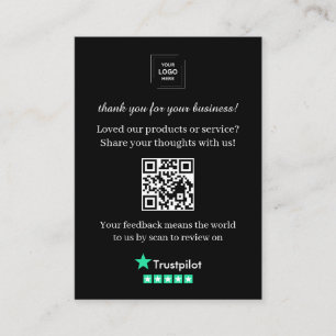 Trustpilot QR Review Customer Feedback Insert Card