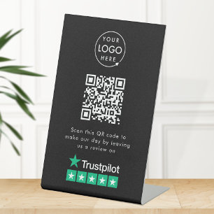 Trustpilot Review us Black Business QR Code Pedestal Sign