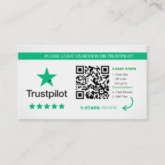 Trustpilot Reviews | Business QR Code Thank You Business Card
