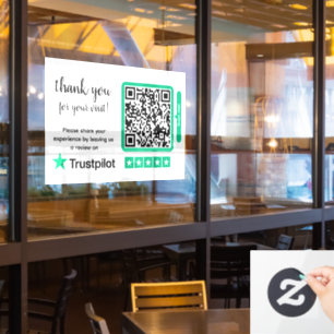 Trustpilot Reviews   Business Review Link QR Code Window Cling