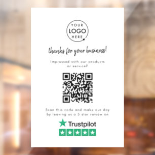 Trustpilot Reviews   Business Review Link QR Code Window Cling