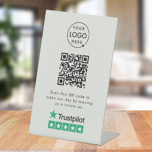 Trustpilot Reviews   Business Review Us Grey QR Pedestal Sign