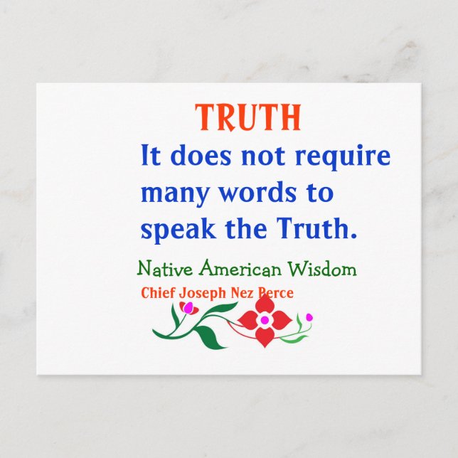 TRUTH :  American Indian Words of Wisdom Postcard (Front)