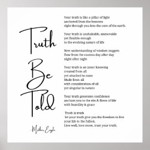Truth Be Told poem poster wall art decor