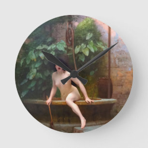 Truth Coming Out of Her Well - Jean-Leon Gerome Round Clock