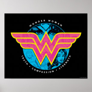 Truth Compassion Strength Comic Wonder Woman Logo Poster