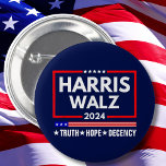 Truth Hope Decency Harris Walz 2024 6 Cm Round Badge<br><div class="desc">Truth Hope Decency Harris Walz 2024</div>