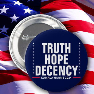 Truth Hope Decency   Harris Walz Blue 6 Cm Round Badge