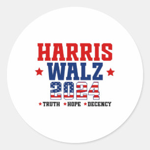 Truth Hope Decency Harris Wheimer Waltz 2024 Elect Classic Round Sticker