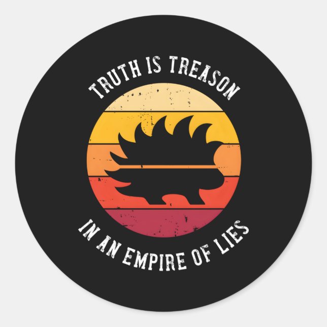 Truth Is Treason Libertarian Porcue Classic Round Sticker (Front)