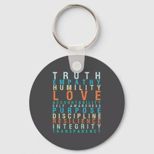 Truth Love Empathy Self Awareness Insrational Word Key Ring