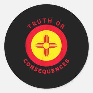 Truth Or Consequences New Mexico Nm Flag Zia Souve Classic Round Sticker