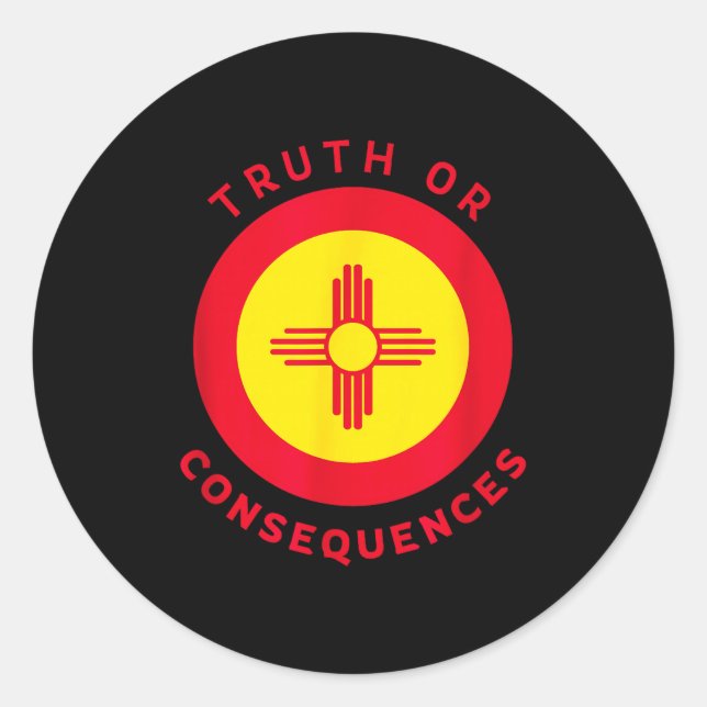 Truth Or Consequences New Mexico Nm Flag Zia Souve Classic Round Sticker (Front)