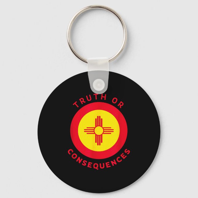 Truth Or Consequences New Mexico Nm Flag Zia Souve Key Ring (Front)