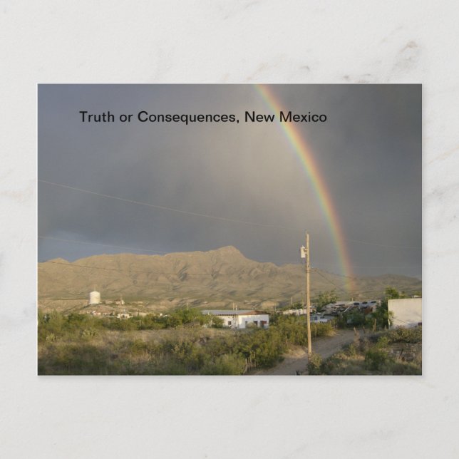 Truth or Consequences, NM rainbow Postcard (Front)
