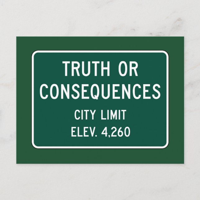 Truth Or Consequences, Road Marker, New Mexico, US Postcard (Front)