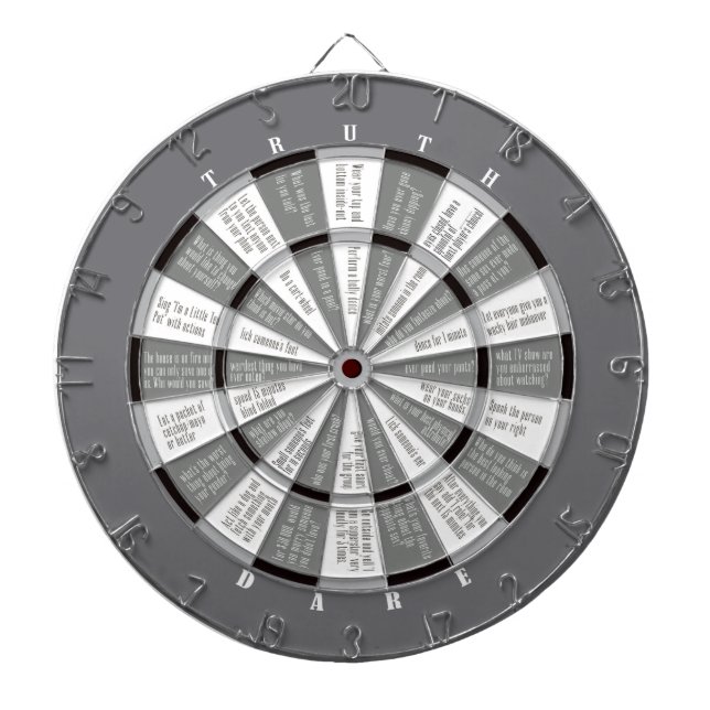 Truth or Dare (no kissing) Black and White Dartboard (Front)
