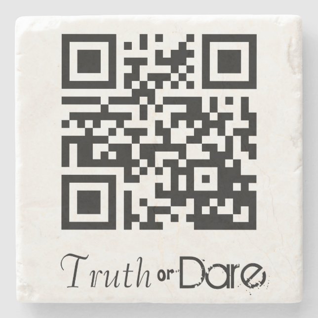Truth or Dare QR Code Gaming Stone Coaster (Front)