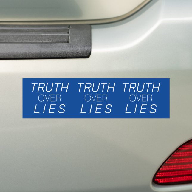 Truth over Lies blue and white car Bumper Sticker (On Car)