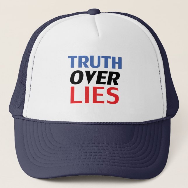 "Truth over Lies" Blue Red White Black Trucker Hat (Front)