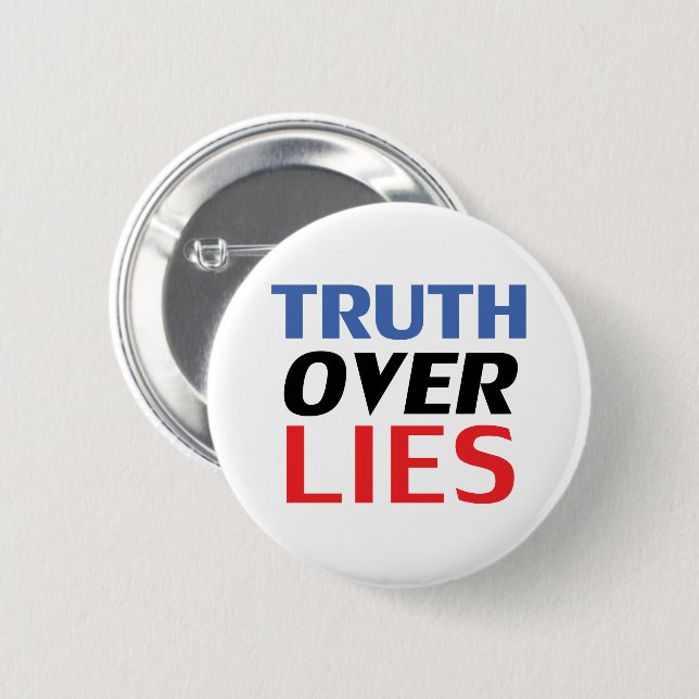 "Truth over Lies" blue white red black - 6 Cm Round Badge (Front & Back)