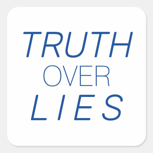 "Truth over Lies" blue white - Square Sticker (Front)