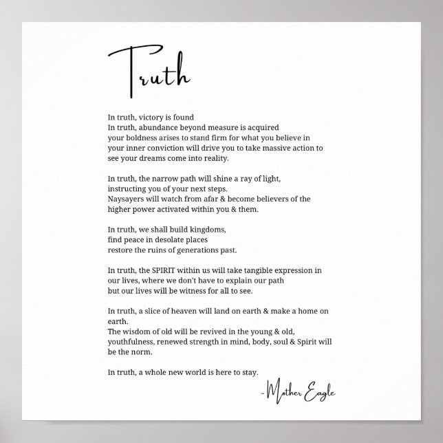 Truth victory courage poem poster wall art poetry  (Front)