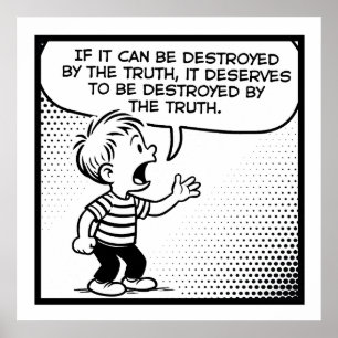 Truth vs Censorship Retro Cartoon Philosophy Quote Poster