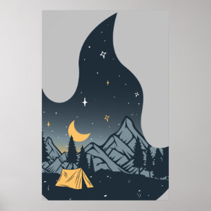 Try A Little Bit Of Campfire   Mountains Hiking Poster